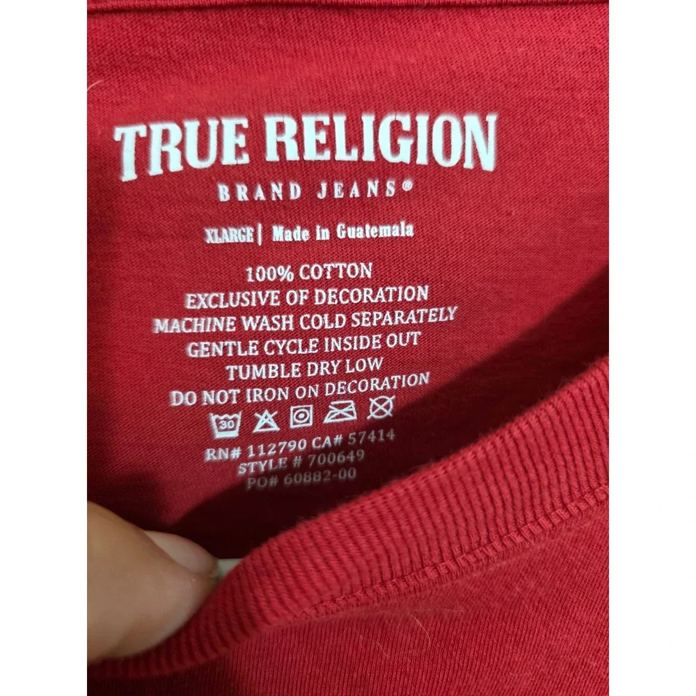 True Religion Mens World Tour Buddha Graphic T-Shirt Red XL